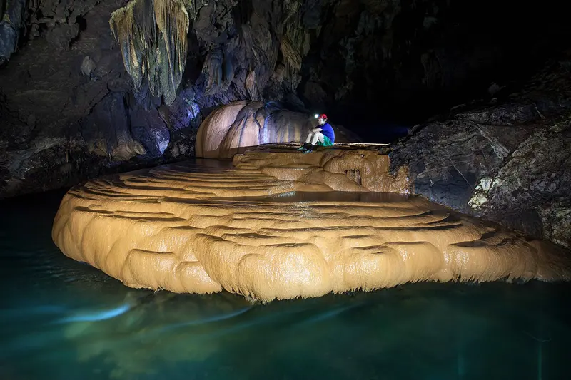 Exploring a river cave