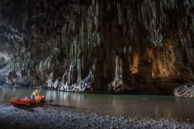 Kayaking through Tham Lod