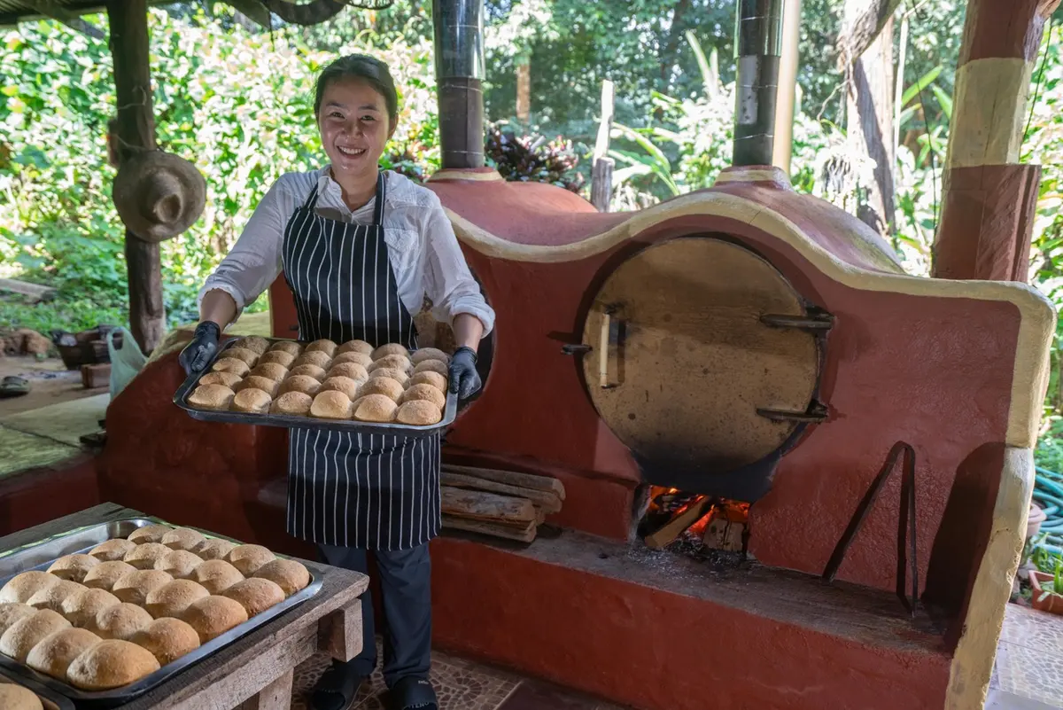 Baking bread in the wood-fired oven