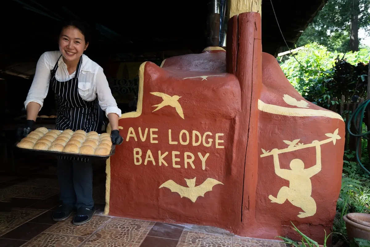 Fresh bread rolls from the wood-fired Cave Lodge Bakery oven